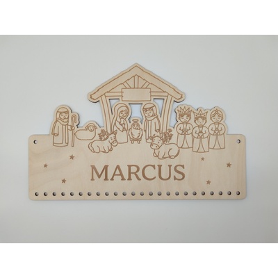 Dřevěný adventní kalendář se jménem Betlém - D-decor