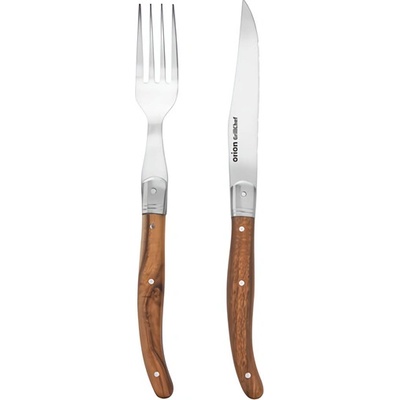 Orion Steak set – nôž a vidlička, nerez/drevo