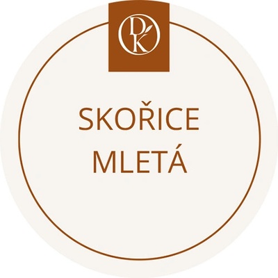 Davídkovo koření Etiketa Skořice mletá béžová průměr 4,5 cm 1 ks