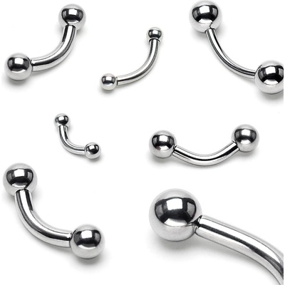 Šperky Eshop piercing z chirurgické oceli se dvěma kuličkami stříbrná W14.13