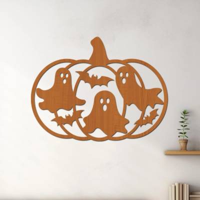 dřevo života Halloweenská dýně - DUCHOVÉ Zvolte rozměr šxv (cm): 16x20, Zvolte barvu dekoru: Třešeň