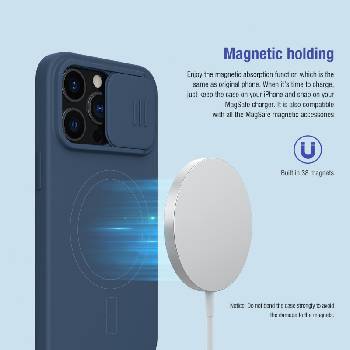 Nillkin Гръб Nillkin Camshield Silky magnetic silicone case за iphone 13 Pro - Син (6902048223530)