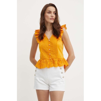 Morgan Памучна блуза Morgan DODAY1 дамска в оранжево с апликация DODAY1 (DODAY1.MANGUE)