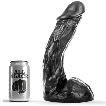 Реалистично дилдо, извито и венозно, 28см. - All Black Dildo (D-222832)