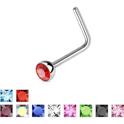 Šperky4U zahnutý piercing do nosu s kamínkem N0044-C
