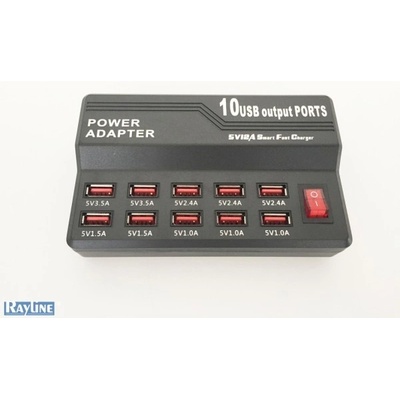 Rayline USB rýchlonabíjačka s 10 USB portami 5V-12A