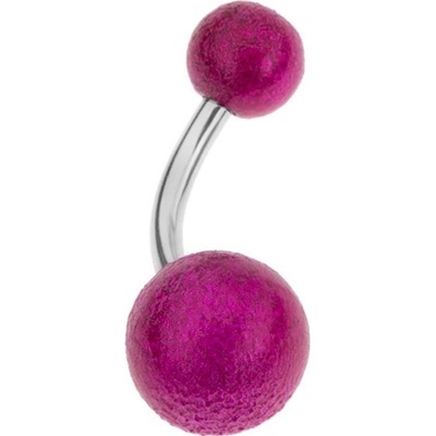 Šperky eshop piercing do bříška kuličky fuchsiové barvy perleťový lesk akryl PC20.30