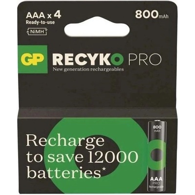 GP Batteries батерия ReCyko micro ceruza (AAA) 800mAh 4pcs/cs NiMH GP85AAAHCBP-RCKP-PGB4 (GP85AAAHCBP-RCKP-PGB4)
