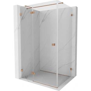 Mexen Lunar T ляв завесен душ кабина 85 x 90 см, прозрачна, матирана мед - 834T-085-090-65-00-L (834T-085-090-65-00-L)