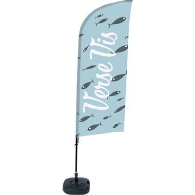 Jansen Display Kompletní sada reklamní vlajky ve tvaru křídla, Čerstvá ryba, holandsky, 1105 x 3300 mm