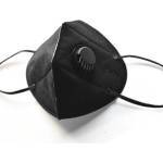 Planet Tech Предпазна маска PM 2.5, KN95 - FFP2 с клапа за многократна употреба против мръсен въздух, вируси и бактерии, Черна (N95V Black)