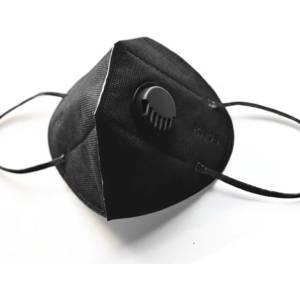Planet Tech Предпазна маска PM 2.5, KN95 - FFP2 с клапа за многократна употреба против мръсен въздух, вируси и бактерии, Черна (N95V Black)