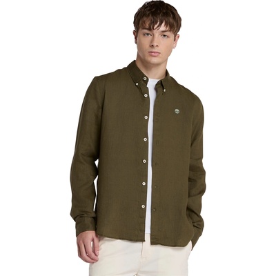 Timberland Риза Timberland Men's Mill Brook Linen Leaf Green Long-Sleeve Plain Shirt - Leaf Green