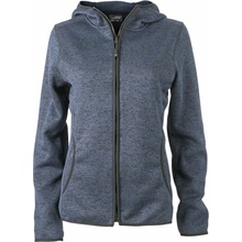 Daiber JN 588 dámská pletená fleecová bunda s kapucí denim melange/black