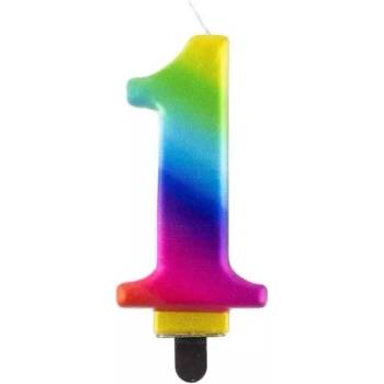 Godan Свещ за рожден ден с цветовете на дъгата, 8 см - 1 (pf-scg1)