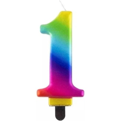 Godan Свещ за рожден ден с цветовете на дъгата, 8 см - 1 (pf-scg1)
