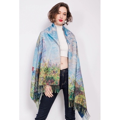Classic Scarf šála s vlnou Paní Monetová a její syn Claude Monet světle modrá