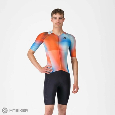 Castelli FREE SANREMO 3 SUIT SS kombinéza papriková/zimní modrá/černá