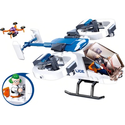 Sluban B0823 Policajná helikoptéra s Drone na prevoz väzňov