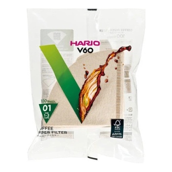 Hario Хартиени филтри Hario V60-01 100 бр. , неизбелени (VCF-01-100M)