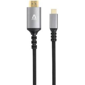 AVAX Кабел usb-c/hdmi 2.0, оплетка, 1, 5 м, avax "av9021", черен алуминий (avax_av9021)