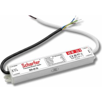 KPLED, LED napájecí zdroj Scharfer, 24V, 45W, 1,87A, IP67, SLIM, 7 let záruka
