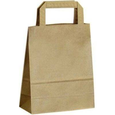 Papírová taška hnědá Topcraft 180x80x220 mm s plochým uchem