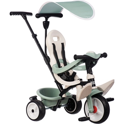 Smoby a kočík v jednom s vysokou opierkou Baby Balade Tricycle Life so slnečníkom brzdou a tichými EVA kolesami zelená