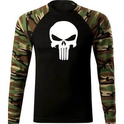 DRAGOWA FIT-T Тениска с дълъг ръкав Punisher, woodland, 160 г/м2 (4542)