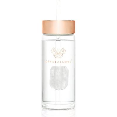 Crystallove Amethyst Straw Water Bottle skleněná láhev na vodu s brčkem Clear 1 ks