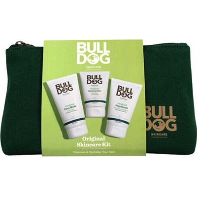 Bulldog Original hydratačný krém na tvár 100 ml + čistiaci pleťový peeling pre mužov 125 ml + čistiaci gél na tvár 150 ml darčeková sada
