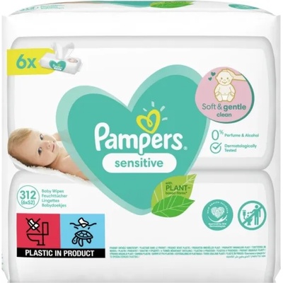 Pampers Мокри кърпички Pampers - Sensitive, 6 x 52 броя (1100004156)