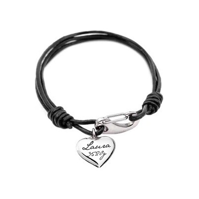 Šperky4U Personalizovaný kožený náramek se srdíčkem OPA1829