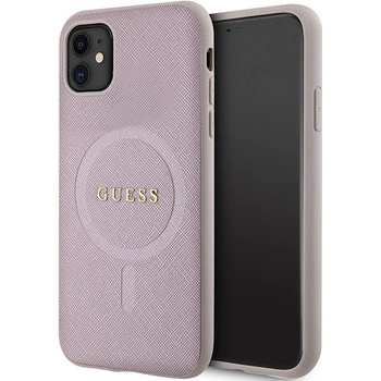 GUESS Кейс Guess GUHMN61PSAHMCP за iPhone 11 / Xr, розов, Saffiano MagSafe (3666339156084)