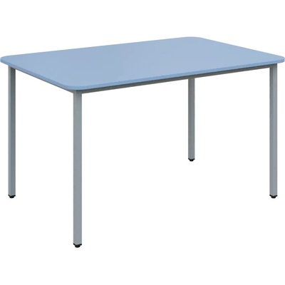 JSBR 130 N jídelní stůl kovová podnož stříbrná deska 18 mm 1300 x 900 mm pastelově modrá