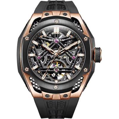 Gelatu Мъжки часовник GELATU Casual Sport, Автоматичен, Силиконова каишка, Розово злато (GELATU-6008-ROSEGOLD)