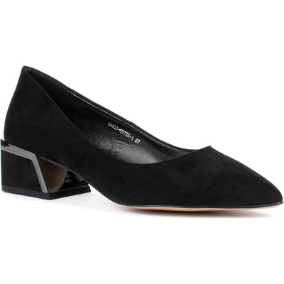 Велурени дамски обувки на среден ток