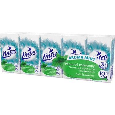 Linteo Mentol papierové vreckovky hygienické 3-vrstvové 10 x 10 ks
