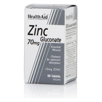 HEALTHAID Хранителна добавка Цинк Глюконат, Health Aid Zinc Gluconate 70mg 90 Tabs