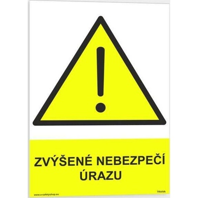 Traiva s.r.o Zvýšené nebezpečí úrazu Verze: Plast 148 x 210 mm (A5) tl. 0.5 mm - Kód: 08062