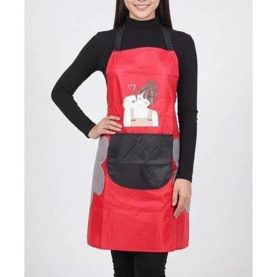 Готварска престилка в червено с апликация на момиче