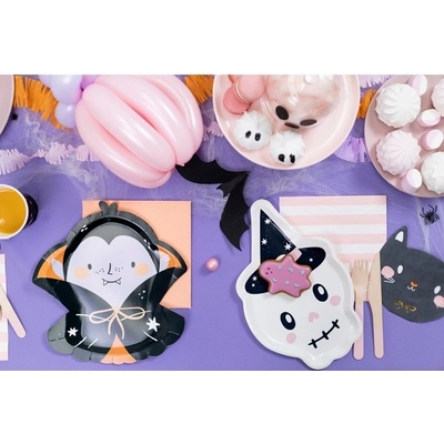 TPP83 Party Deco Papierové taniere Drakula čierne 23x25 cm