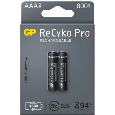 GP Batteries GP R03 AAA 850mAh, NiMH, 85AAAHCB-EB2 RECYKO+ PRO, До 1500 цикъла, 2 бр (GP-BR-85AAAHCB-EB2)