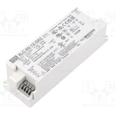 MEAN WELL XLC-60-12-DA2 Napájecí zdroj: spínaný; LED; DALI 2; 60W; 12VDC; 0÷5A; 155÷400VDC