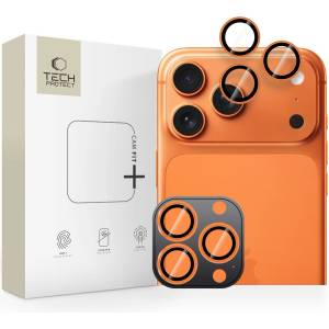 Tech-Protect Протектор за камера за iPhone 14 Pro / Max / 15 Pro / Max / 16 Pro / Max / 17 Pro / Max от Tech-Protect Camering Fit+ - Cosmic Orange (5906302334056)