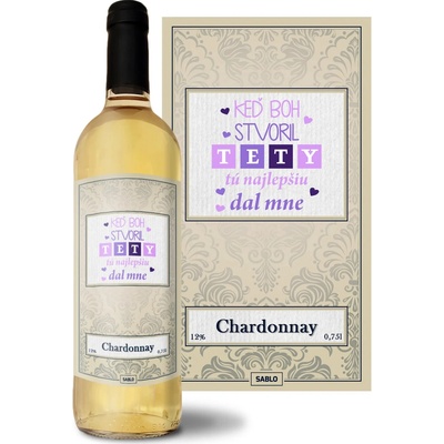 Sablio Keď Boh stvoril tety Chardonnay biele suché víno 12 % 0,75 l (čistá fľaša)