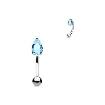 Šperky4U piercing do obočí zirkon, tyrkysová OB1005-Q