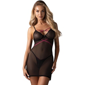 Obsessive Нощница Koszula-Novenes-stringi-CzarnyV-63400-Czarny - Бял, размер XL/XXL