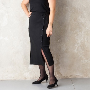 Blancheporte polodlouhá sukně s knoflíky černá