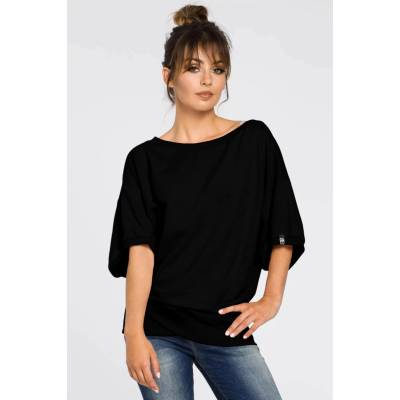 BeWear oversize blúzka s prekríženým detailom čierna modrá